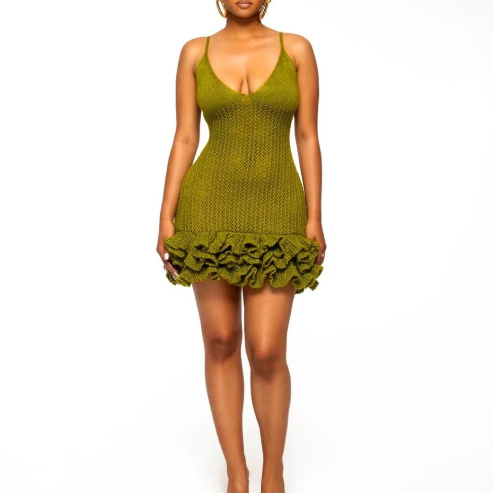 Hanifa Olive Green Iggy Mini Dress